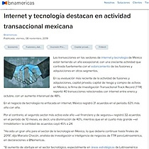 Internet y tecnologa destacan en actividad transaccional mexicana